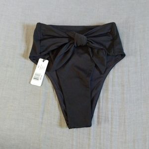 WeWoreWhat Riviera Bikini Bottoms High Waisted Tie Black